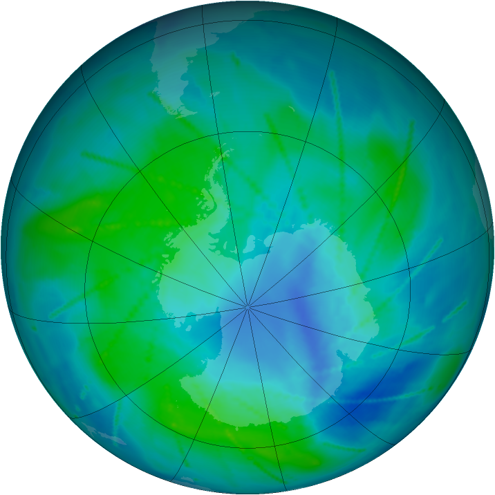 Antarctic ozone map for 18 February 2011
